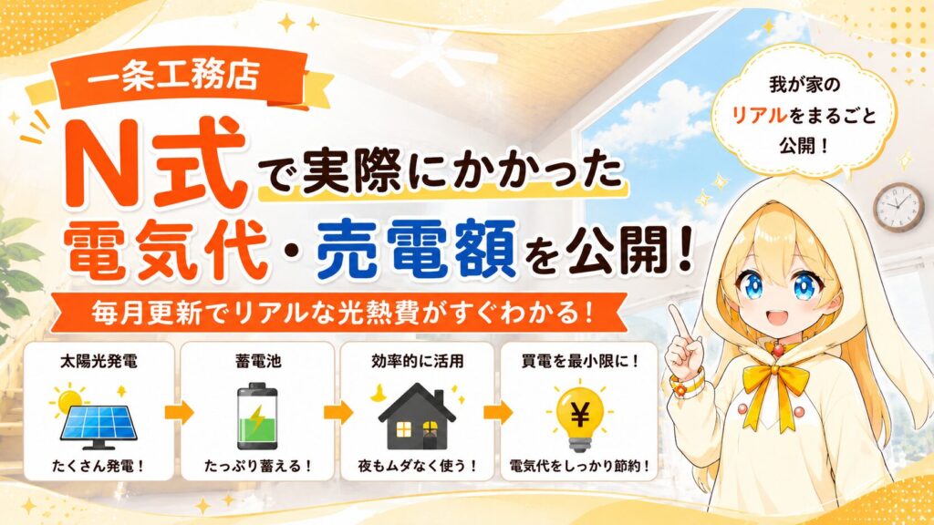【一条工務店】N式で実際にかかった電気代・売電額を公開【毎月更新】