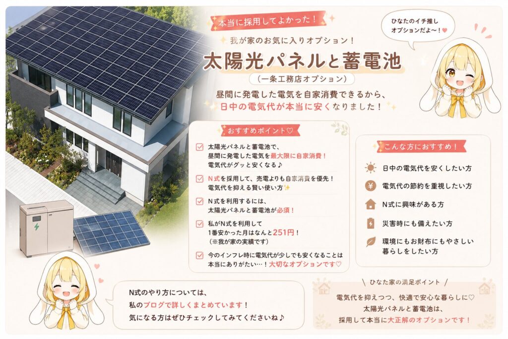 一条工務店のオプション、太陽光パネルと蓄電池