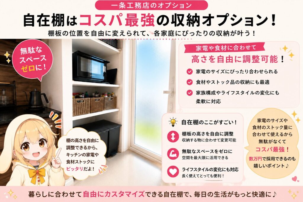 一条工務店のオプション（自在棚）
