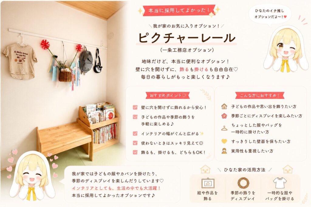 一条工務店のオプション（ピクチャーレール）