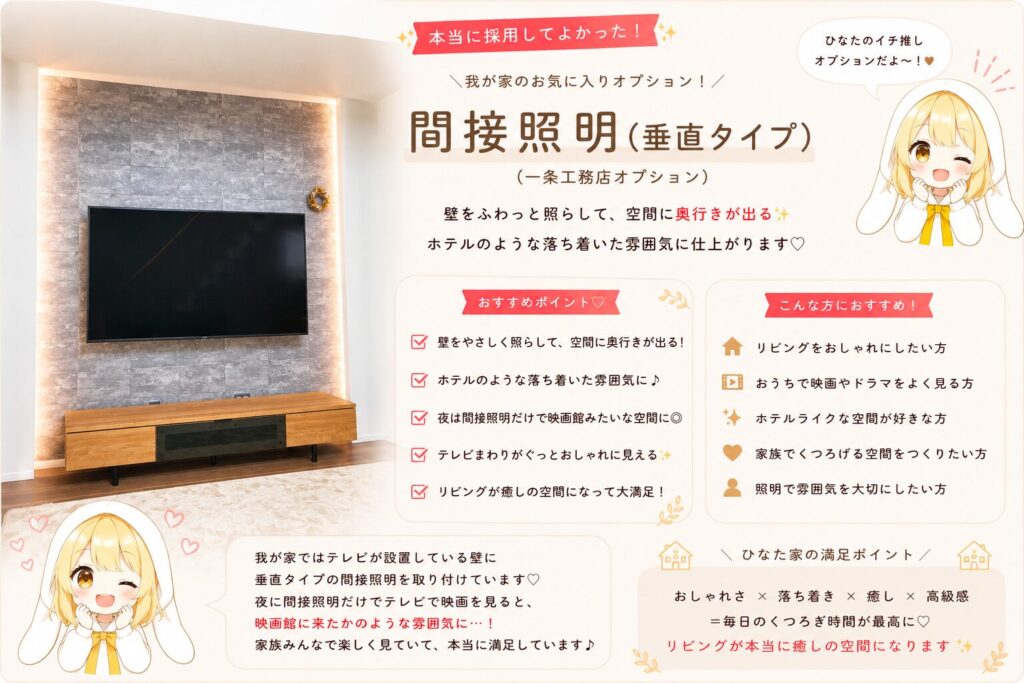 一条工務店のオプション（間接照明垂直タイプ）