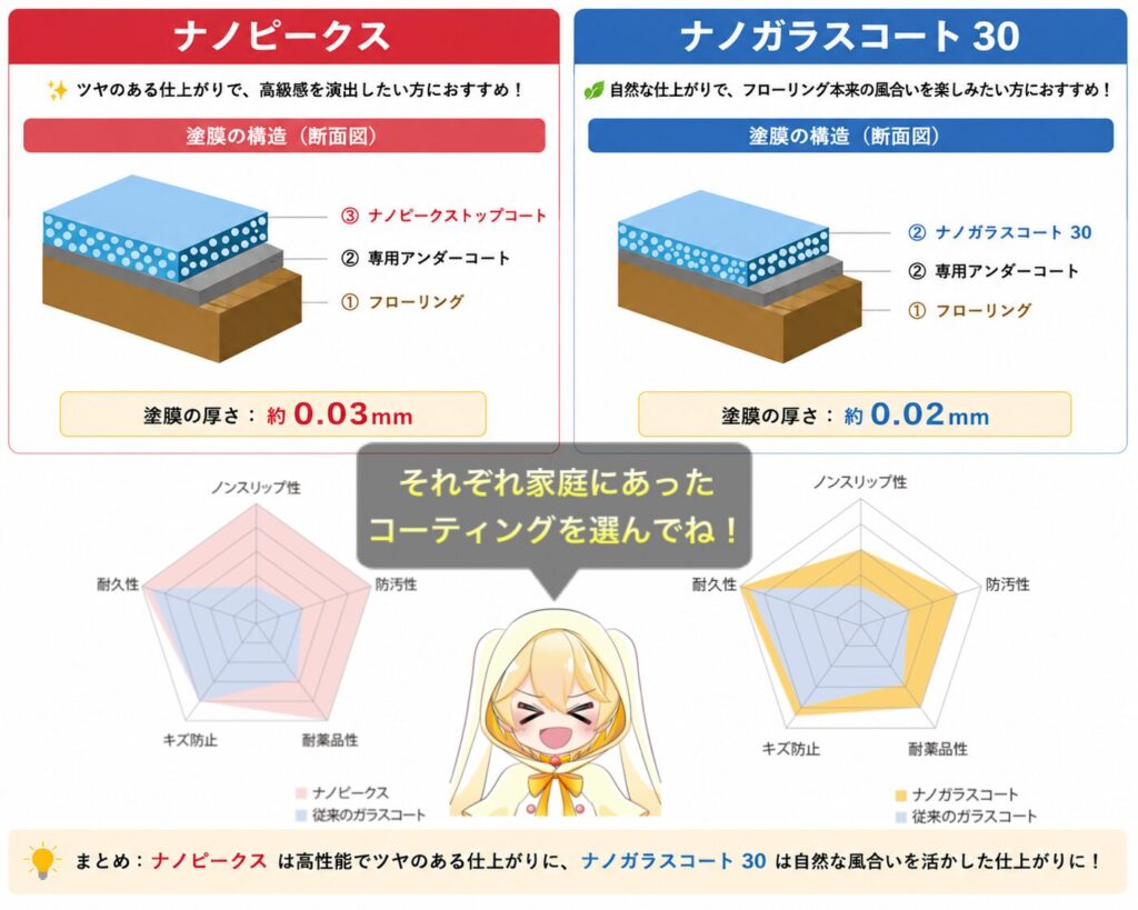 森のしずくのナンピークスとナノガラスコートの違い